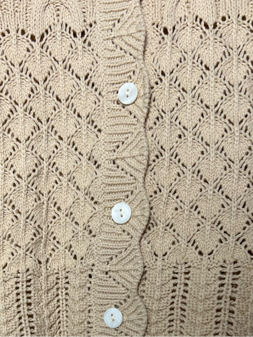 House of Harlow 1960 Beige Cropped Crochet Knit Button Cardigan Sweater - Picture 5 of 12